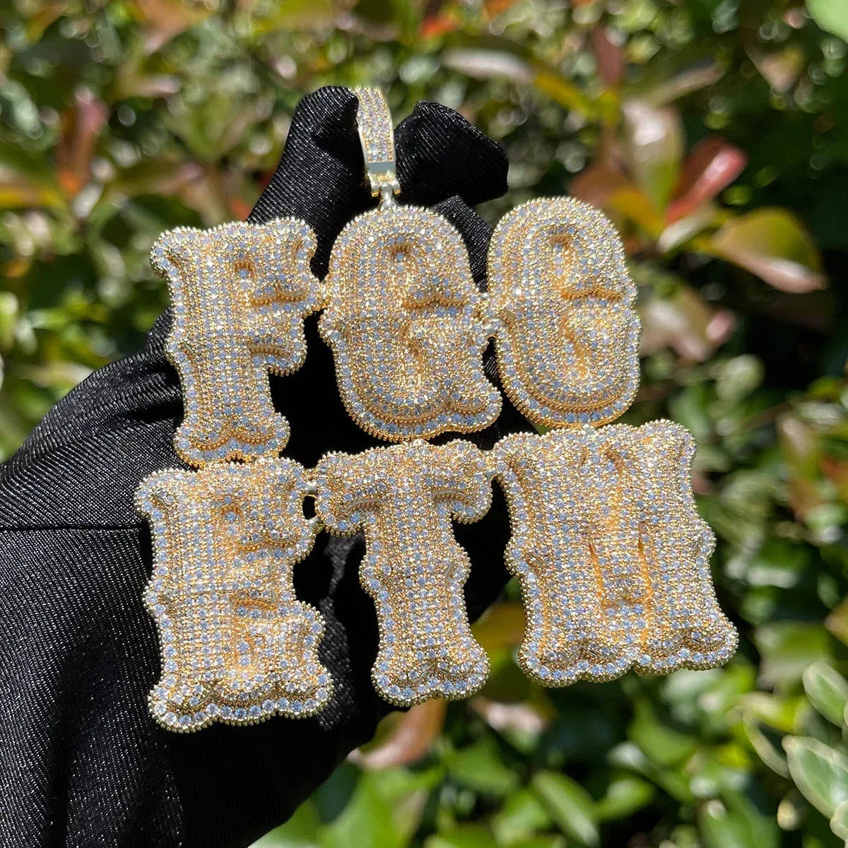Top Over Layer Medium Sized Iced Out Personalized Custom Name Necklace Pendant - Luxury Custom Jewelry - CaratixJewelry